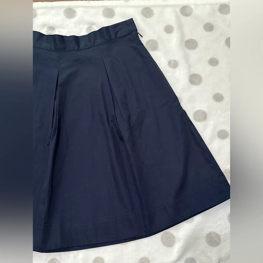 COS Pleated Mini A- Line Skirt Navy Blue Side Zip And Bags Side - Picture 3 of 11